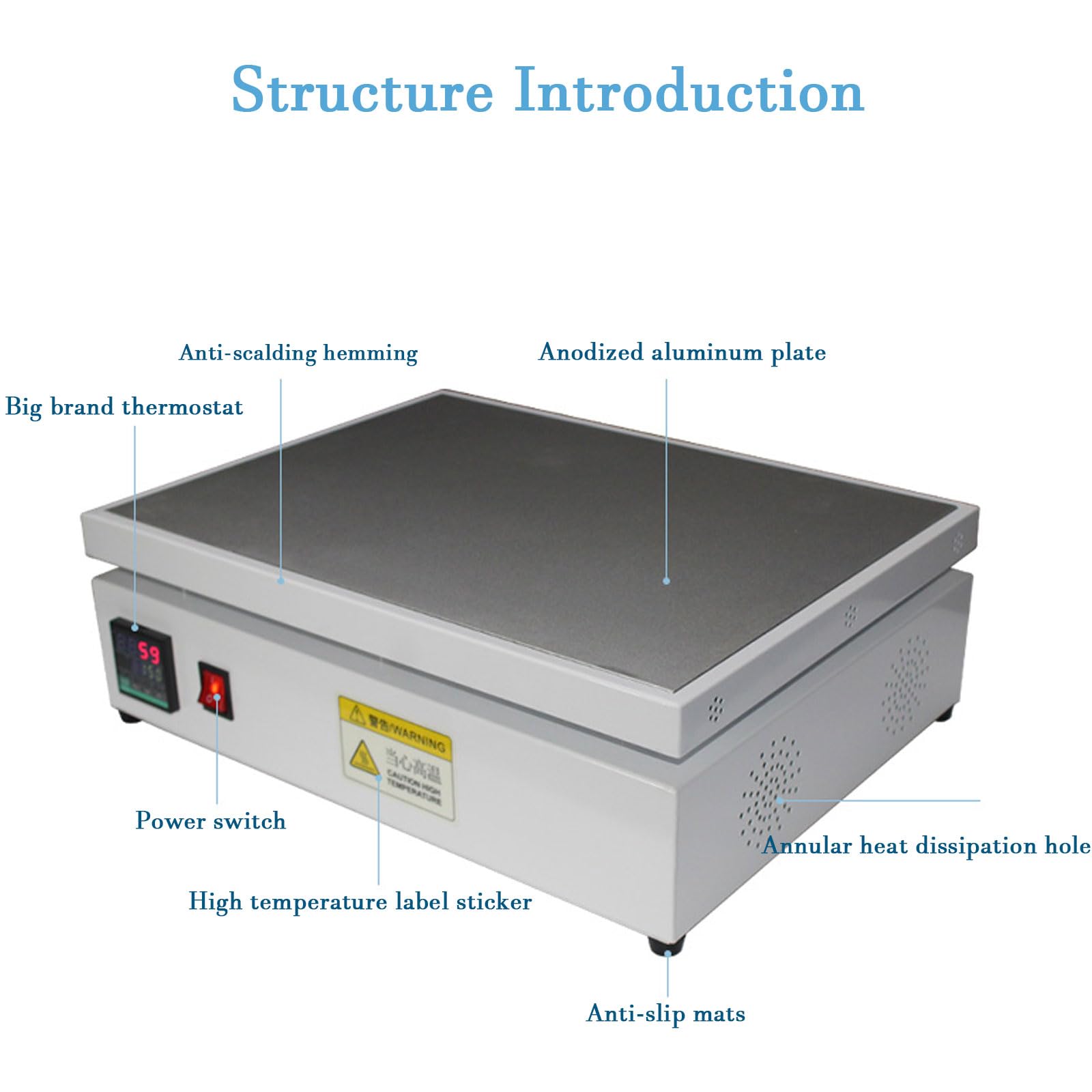 Máquina de embalaje de celofán, máquina de embalaje manual con placa calefactora de temperatura ajustable de 0-300 ℃, sellador térmico de PVC de escritorio comercial con orificio circular 20*20cm
