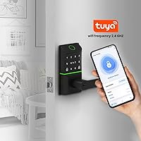 Vista 4 de Cerradura de puerta inteligente sin llave con huella digital biométrica, código de acceso, tarjeta IC y desbloqueo de llave. Bluetooth y Wi-Fi
