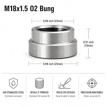 Ucreative M18 x 1.5 O2 Sensor Bung Weld-in Oxygen Sensor Bung 4PCS