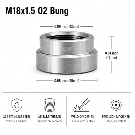 Ucreative M18 x 1.5 O2 Sensor Bung Weld-in Oxygen Sensor Bung 4PCS