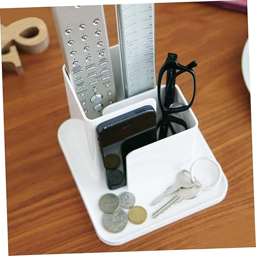 Miniatura 3 de Cabilock Para el caso del teléfono del hogar del escritorio Caddy Control Contenedor de control remoto blanco multifuncional Compartimento de