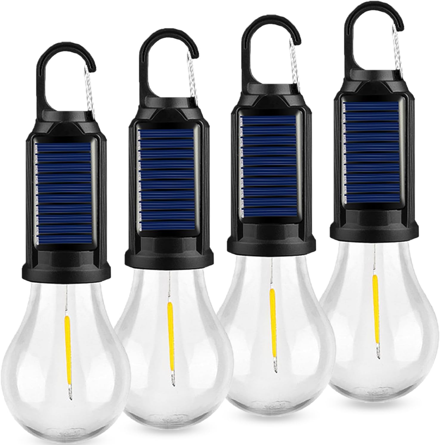 4-Pack Solar Camping Lantern, Portable LED Solar USB Rechargeable Lantern Flashlight Emergency Hanging Light for Indoor Outdoor Home Power Outages Hiking Hurricane (4)