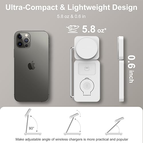 Miniatura 2 de Estación de carga inalámbrica 3 en 1, cargador inalámbrico magnético plegable PD20W para dispositivos Apple iPhone 12-16 Series Apple Watch AirPods