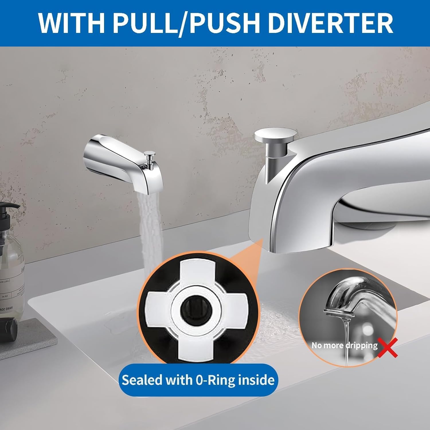 Tub Spout with Diverter,Tub Faucet,Bathroom Bathtub Faucet Compatible with American Standard 8888026.002,Fits 1/2 Inch Copper Water Tube (5/8 Dia) Using 5/32 Hex Wrench