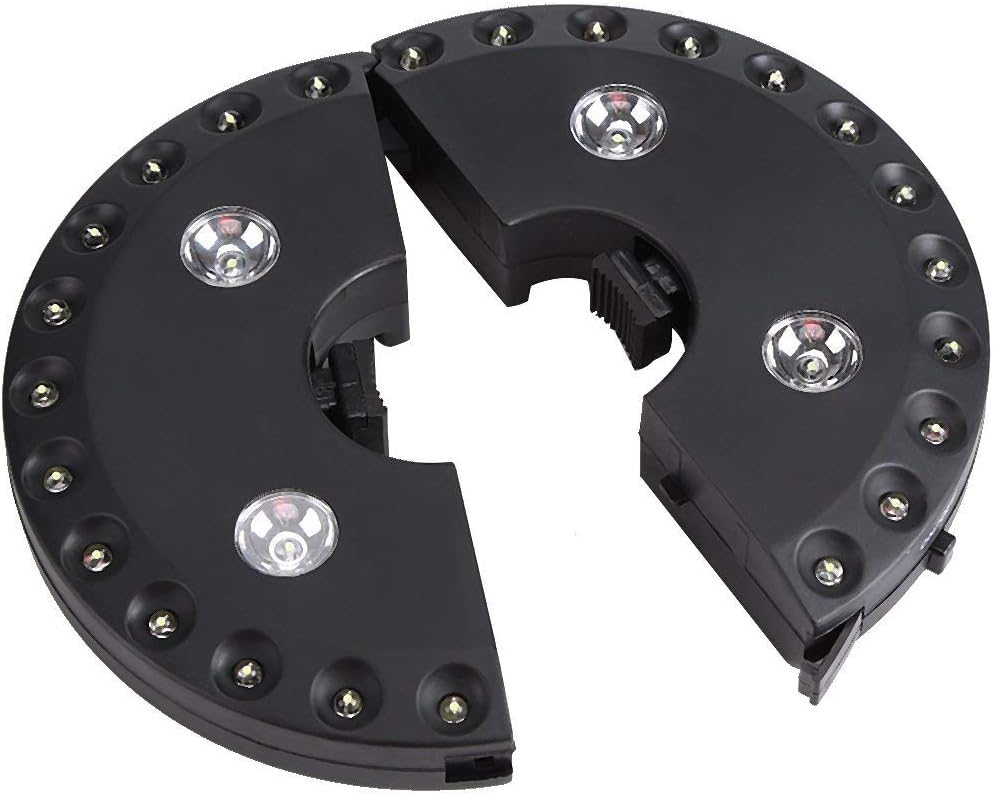 Acogedor Outdoor Patio Umbrella Lights, Cordless Umbrella Pole Light, 3 Brightness Modes, 28 LED Light at 100 lumens, 4 x AA Battery Operated, Garden Yard Patio Lawn Camping Night Lamp(Black) - - 