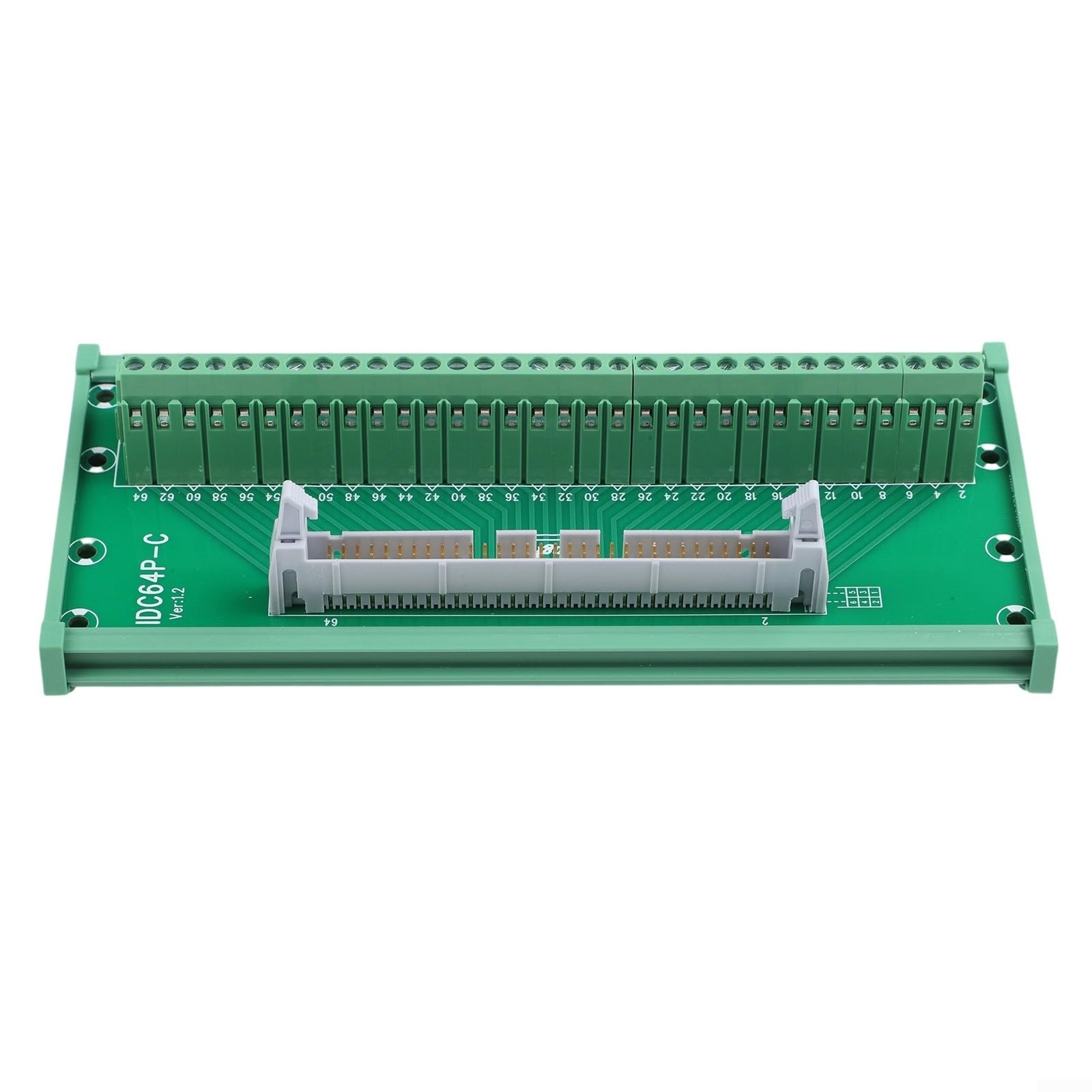 Bornier IDC 64 broches avec coque PVC pour rail DIN et systèmes de contrôle PLC