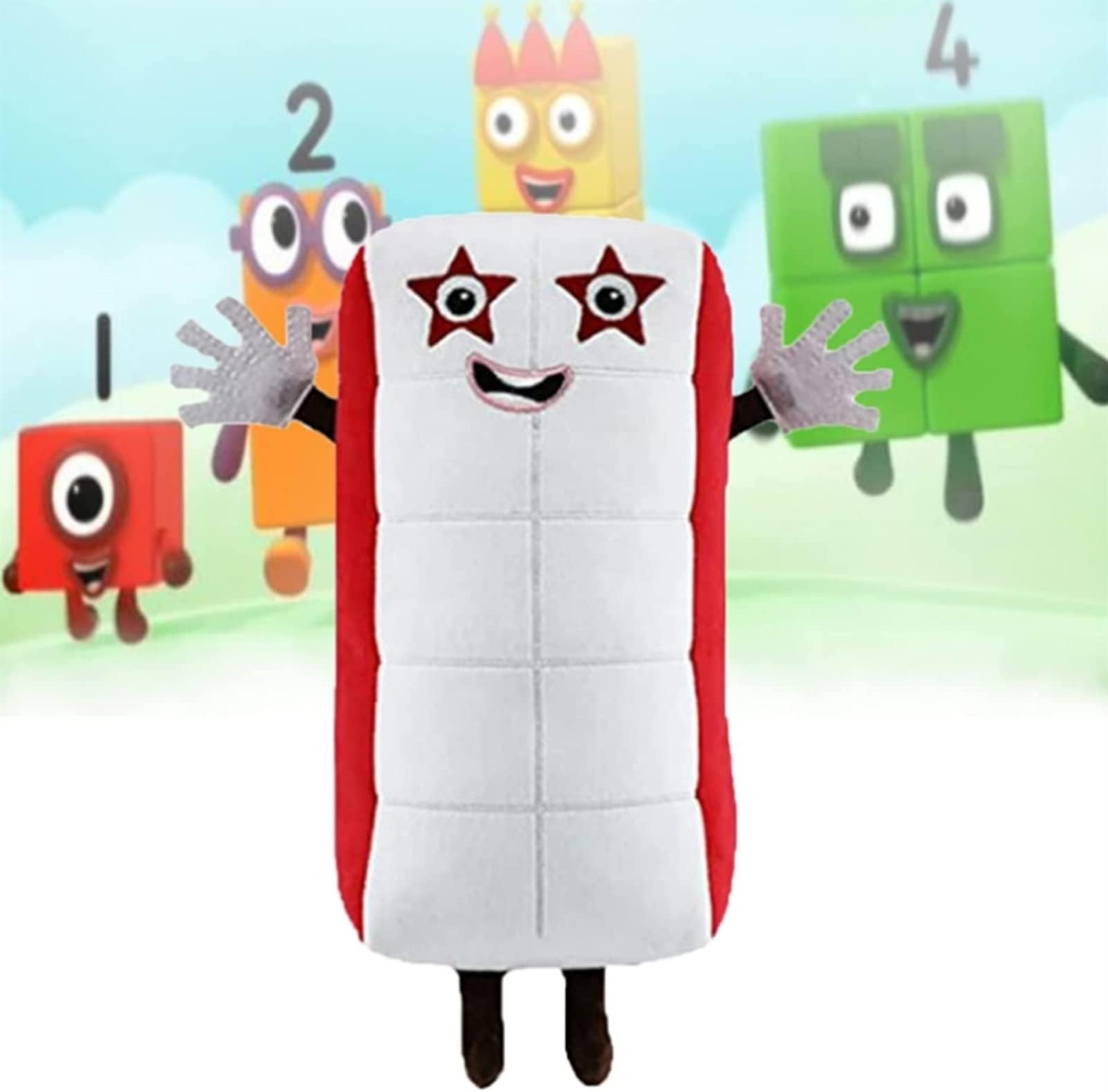 SHUIZHUYU Numberblocks Plush Toys,Numberblocks Plush Doll,1-10 Mathematics Enlightenment Animation Cartoon Animation Doll Toys (Color : 10 white, Size : As shown)