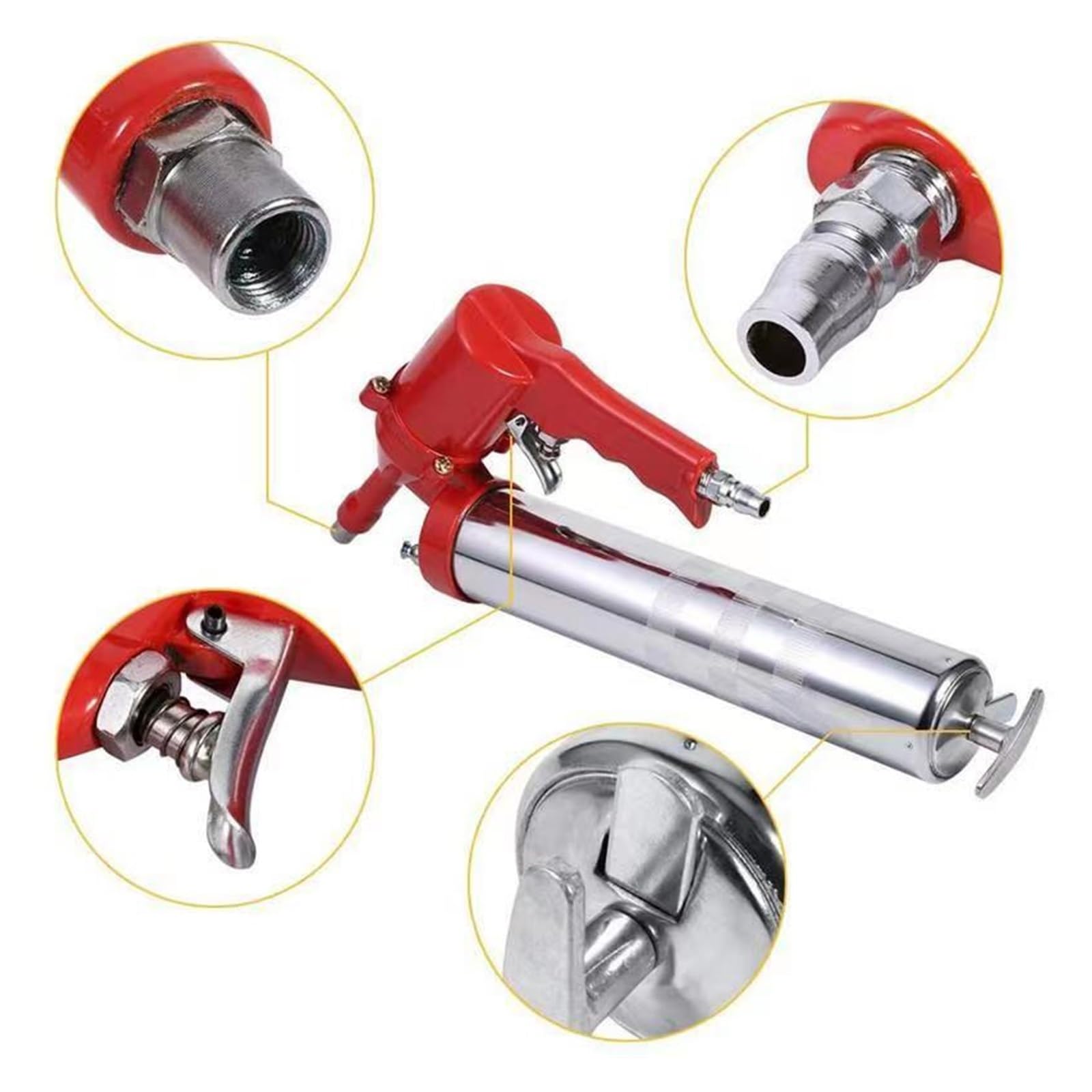 Pistola engrasadora, Pistola engrasadora con Mango Resistente Pistola de engrase neumática de 400CC, Bomba de compresor neumático portátil, Pistola de engrase