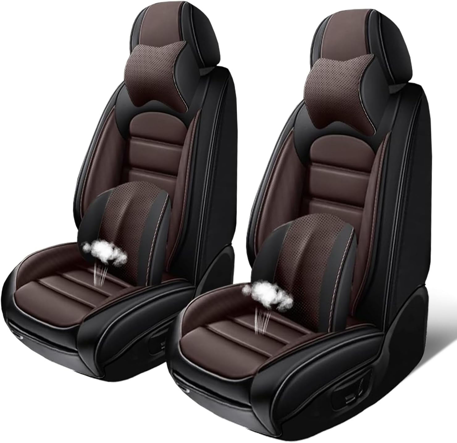 Luxury Seat Covers for Lexus TX 350 2024,2PCS Leather Car Seat Covers,Waterproof Seat Protectors Auto Seat Covers,Breathable Nonslip Soft Interior Cover Seats for Cars(Black and Coffee)