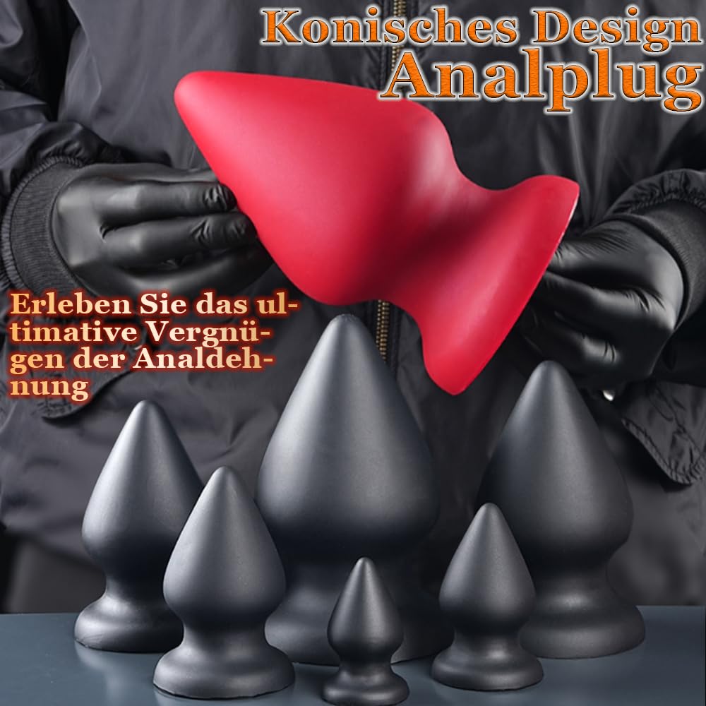 Kuaecr Super Weiches Silikon Groß Analdildos Analplug Butt Plug mit Saugnapf, Analdilatator G-Punkt Prostata Massage Analspielzeug für Frauen Männer Anfänger Profis Anal Erotik Sex Toys (Schwarz 3XL)