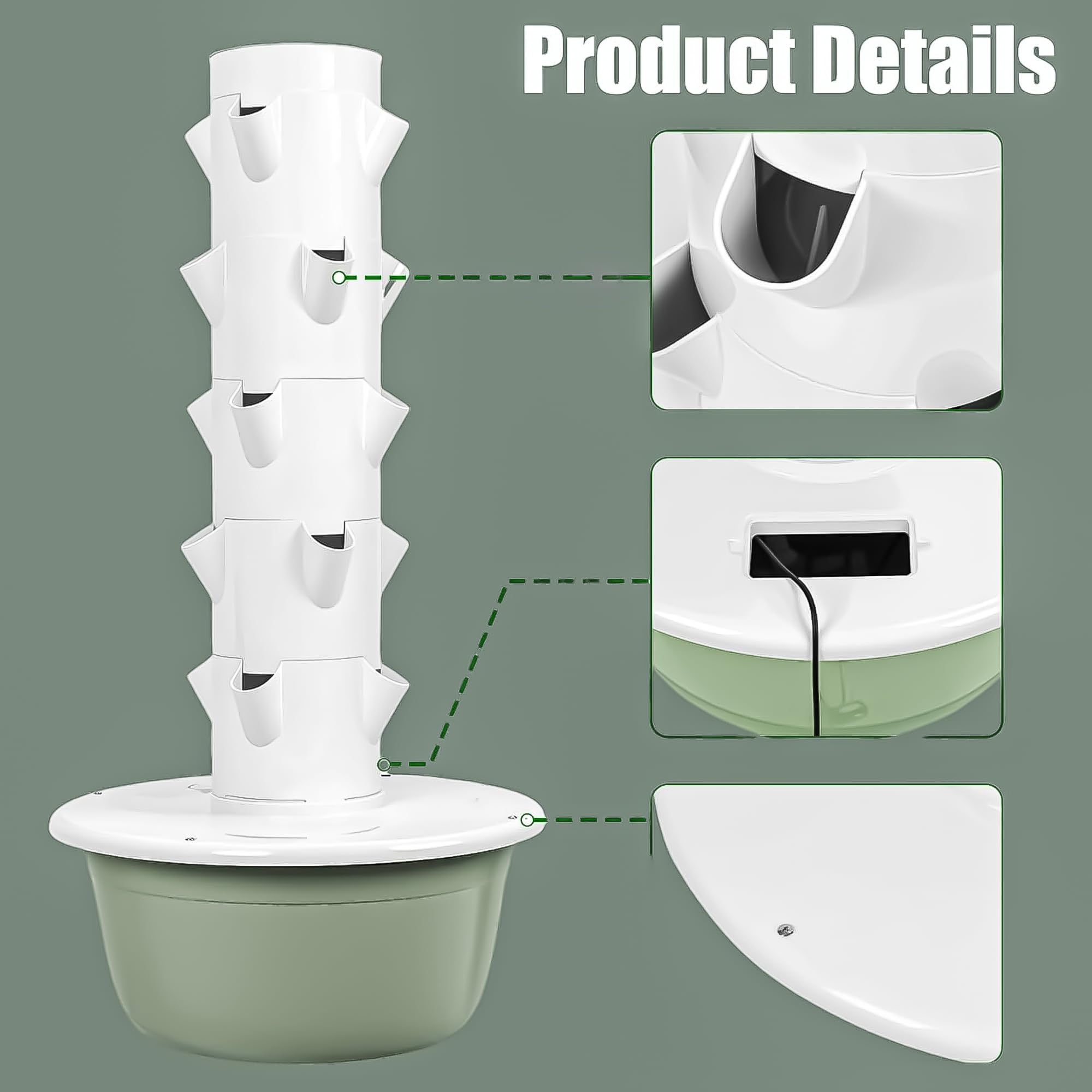 Sistema de cultivo hidropónico, kit de jardín vertical de hierbas para múltiples plantas, torre aeropónica sin suelo para cultivar lechuga, albahaca, fresas
