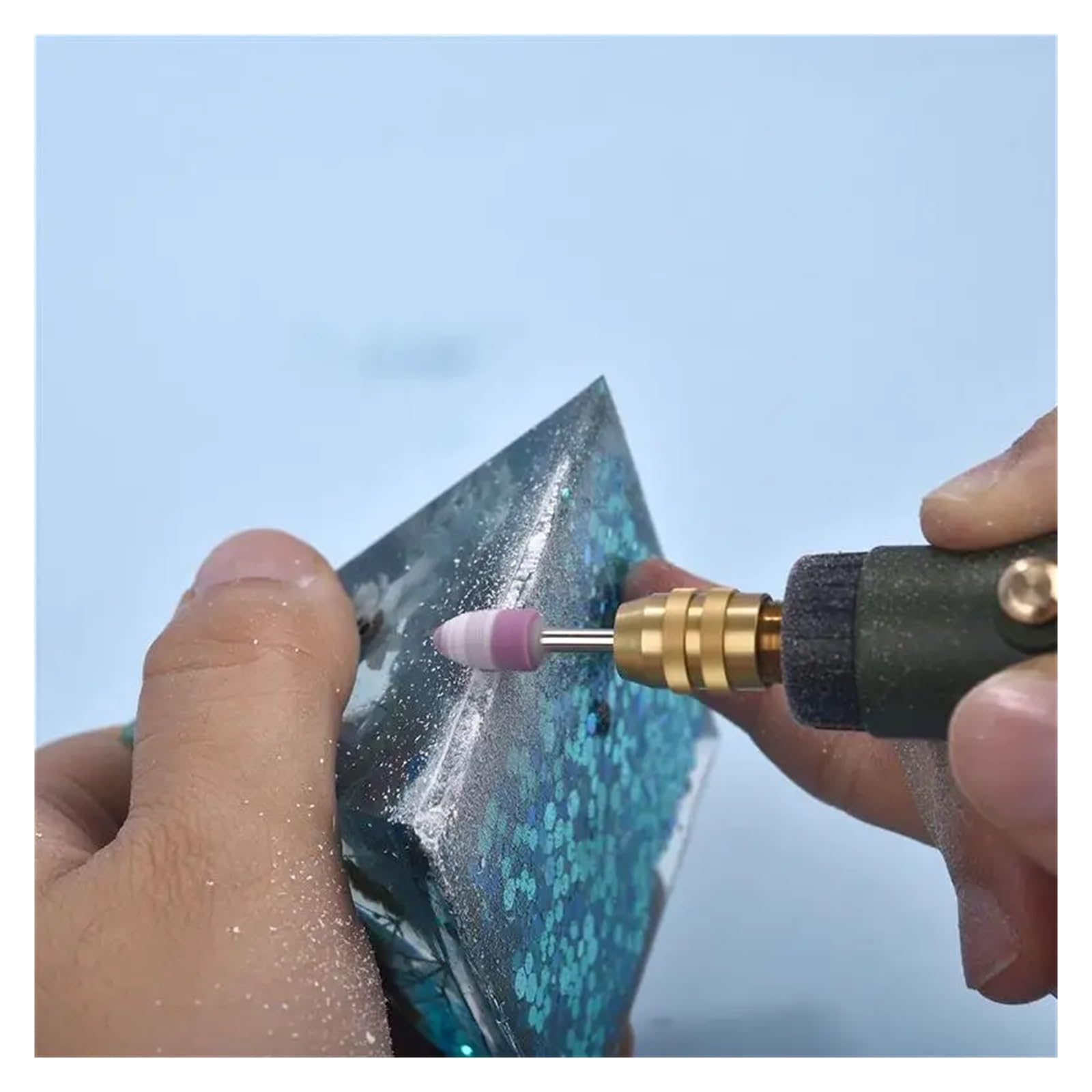 Mini juego de taladro eléctrico, equipo de joyería DIY, Kit de herramientas de fabricación de joyas de resina epoxi for cuentas, taladro de pulido artesanal de resina de madera(A)