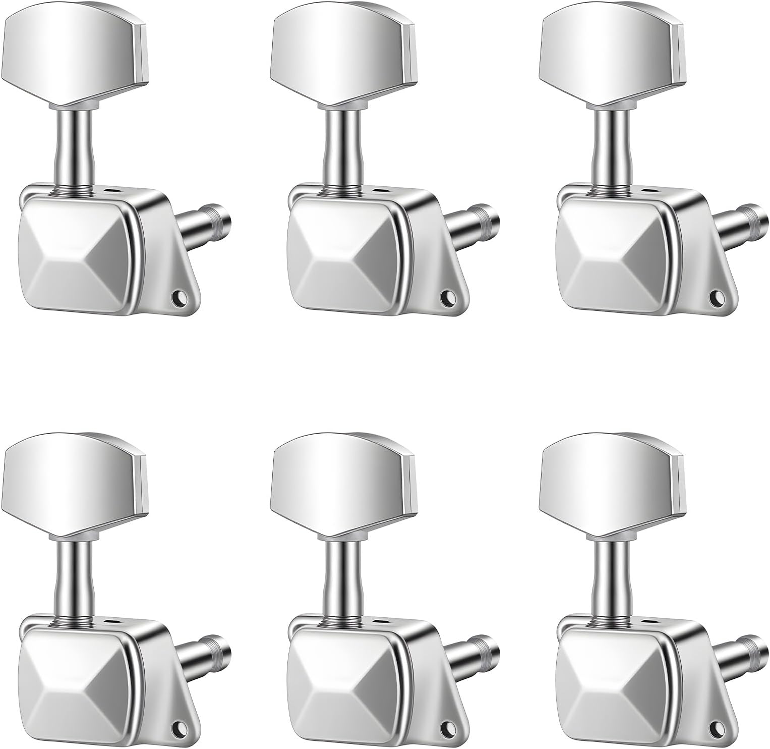 6 PCS 3L3R Semi-Closed Guitar String Tuning Pegs, Machine Heads Tuner Knobs Tuning Keys with Nuts for Acoustic or Electric Guitar (Chrome)
