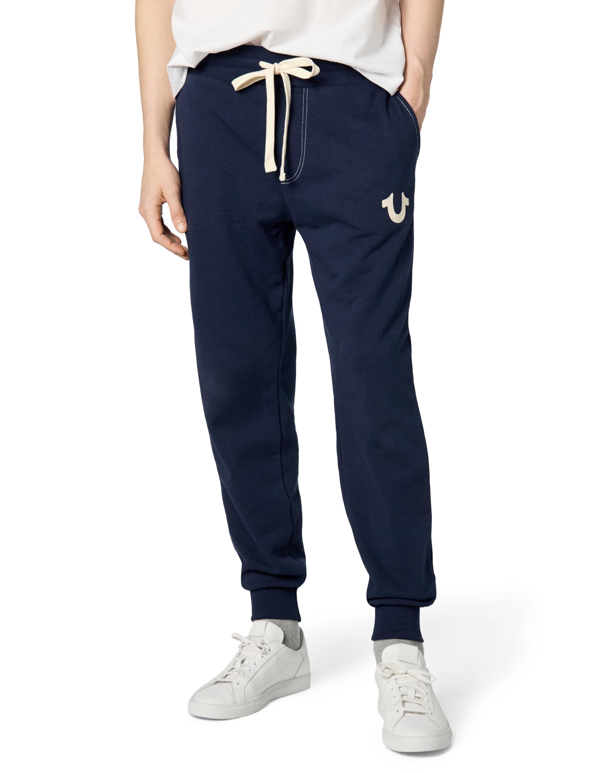 True Religion Men's Classic Logo Jogger Sweatpant, True Navy, M