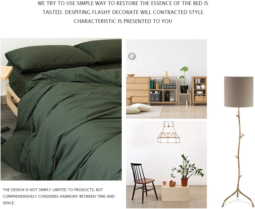 70% оƒƒ Dіѕсоunt Washed Cotton Duvet Cover Dark Green Reversible Solid Color Bedding Set Modern Simple Quilt Cover with Zipper King Bed Set for Men