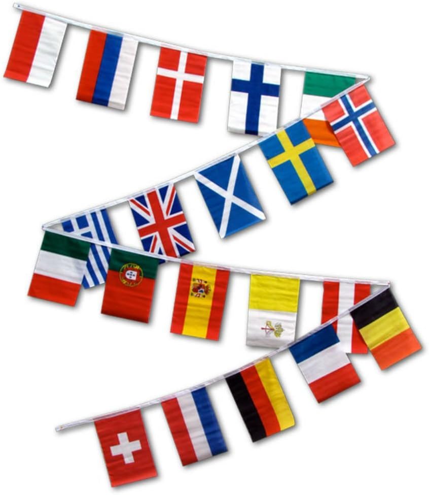 30ft String Flag Set of 20 European Country Flags