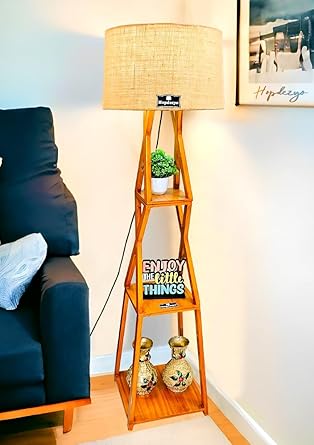 Hopdezyo Floor lamp for Living Room Corner Modern Wooden Lamp Floor lamp for Living Room Beige lamp Shade Floor lamp Pack of 1