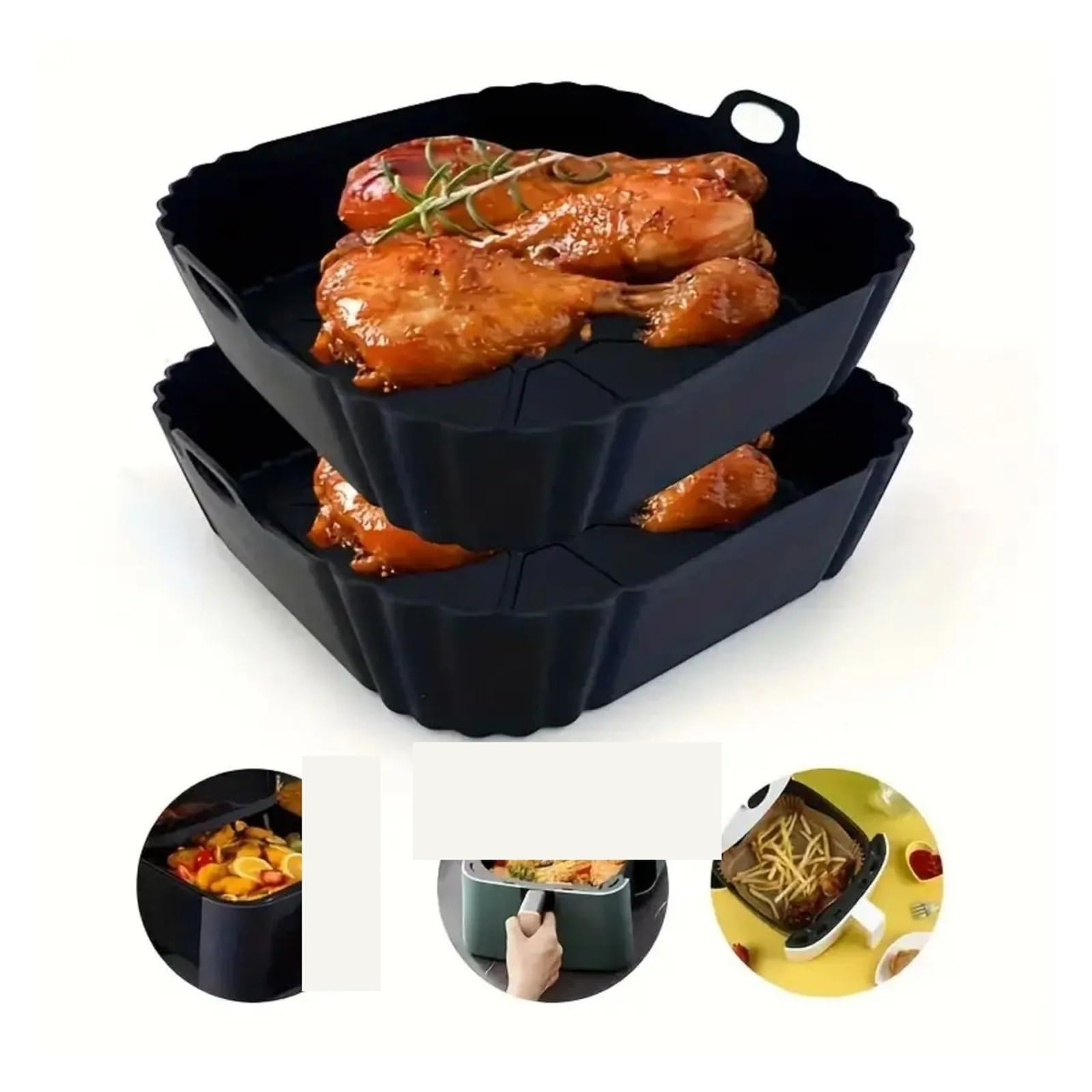 1pc Foldable Silicone Air Fryer Liner Non-stick Baking Mat Reusable Heat Resistant Cooking Accessory