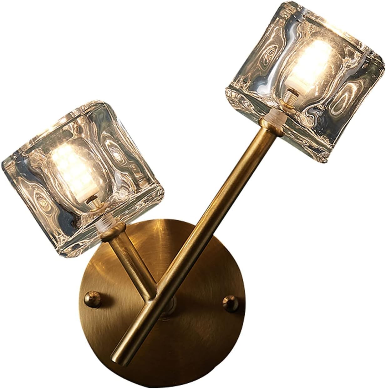 Olskfuh Light Simple American V-Intage Copper Lamp Luxury Crystal Decorative Wall Sconce,