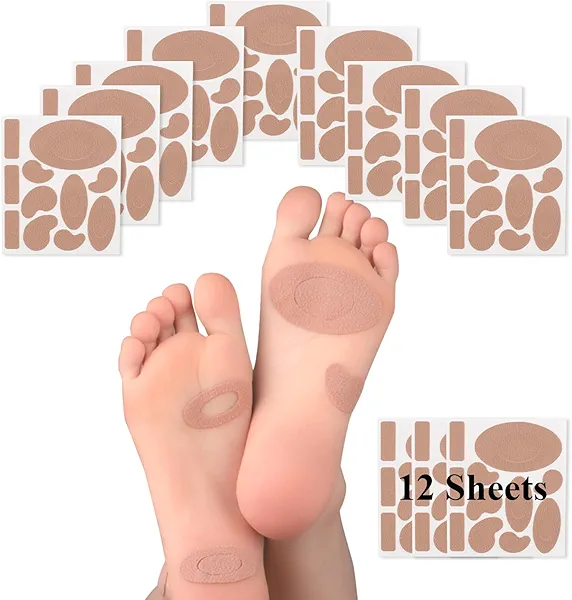 Moleskin for Blisters, Adhesive Moleskin Padding, Moleskin Pads for Feet, Shoes, Toes, Heel | Blister Prevention Tape Patch (12 Sheets - 132 Pieces Total)