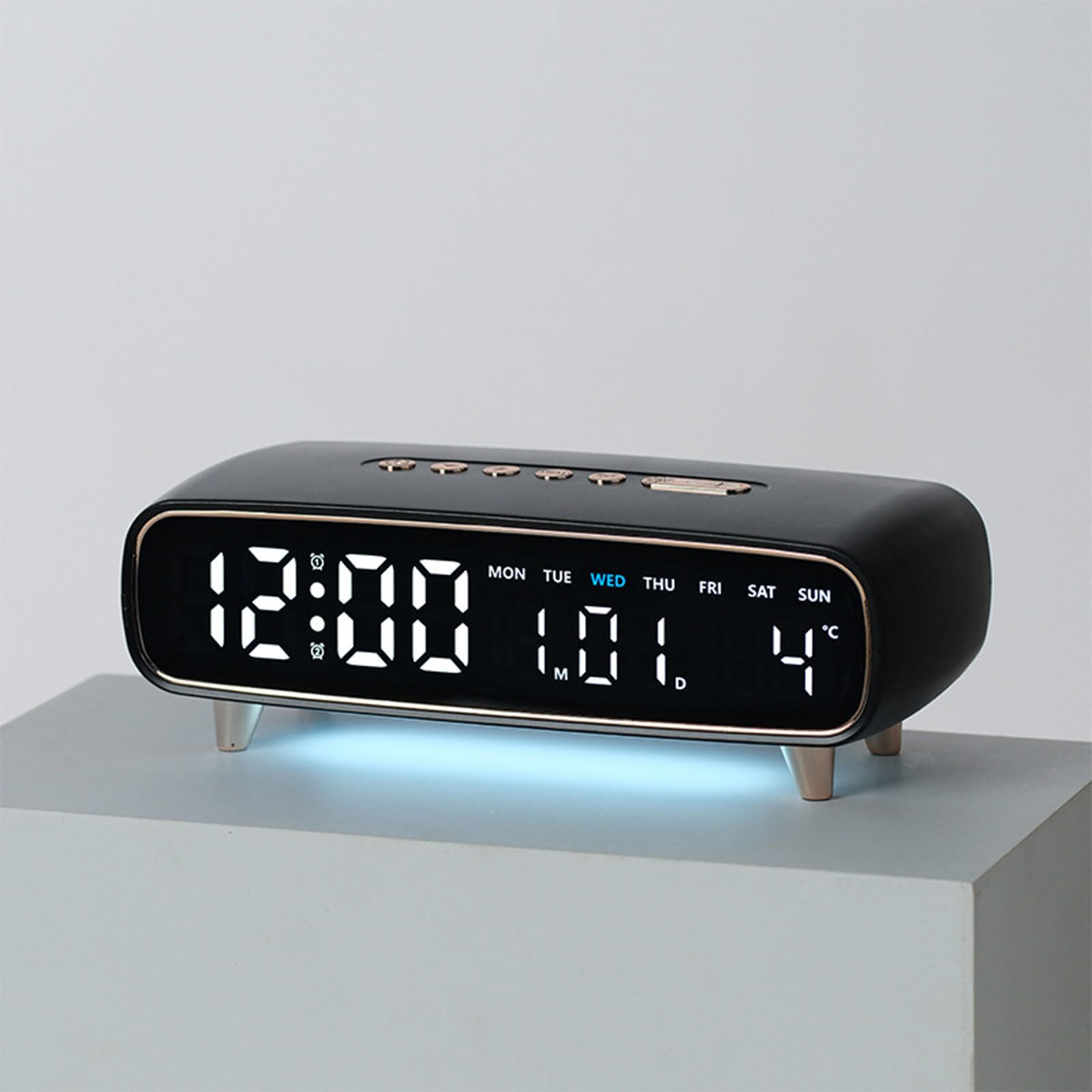 Reloj Despertador Digital con ambientes de Brillo Ajustable Luz Nocturna y Puerto de Carga USB Pantalla LED de Temperatura Función de Temporizador Reloj Despertador LED
