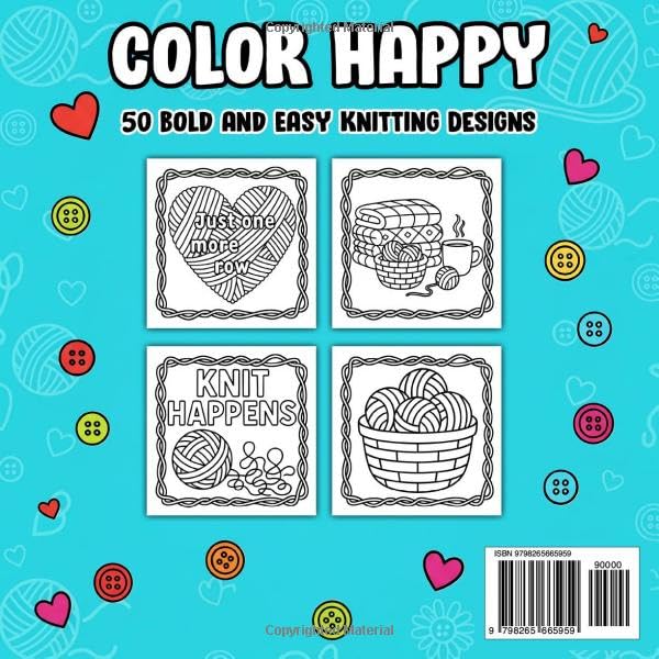 Color Happy Crochet & Knitting Fun: Bold and Easy Coloring Book (Color Happy Series - Bold and Easy Coloring Books for All Ages) image 3