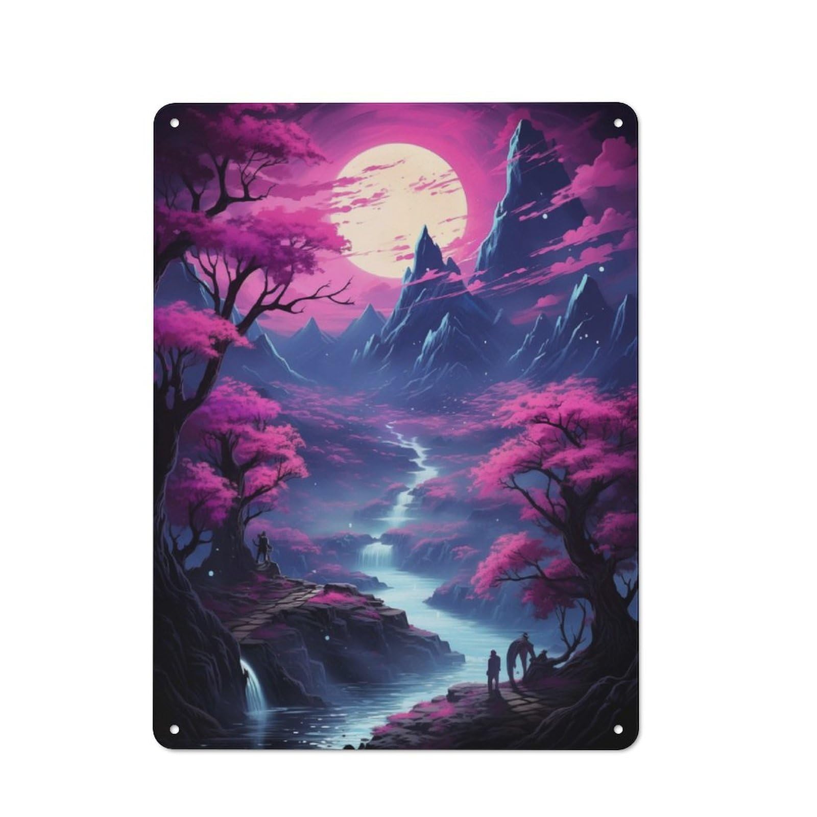 Junmoney Retro Fantasy Landscape Vintage-Inspired Tin Sign 40X30cm For Garage Or Workshop, For Garage, Workshop And Man Cave Decoration