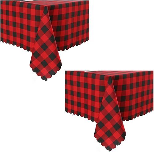 MANGATA CASA Mantel a cuadros para mesas rectangulares, 2 manteles a cuadros, impermeables, para cocina y mesa, poliéster a cuadros, sin arrugas,