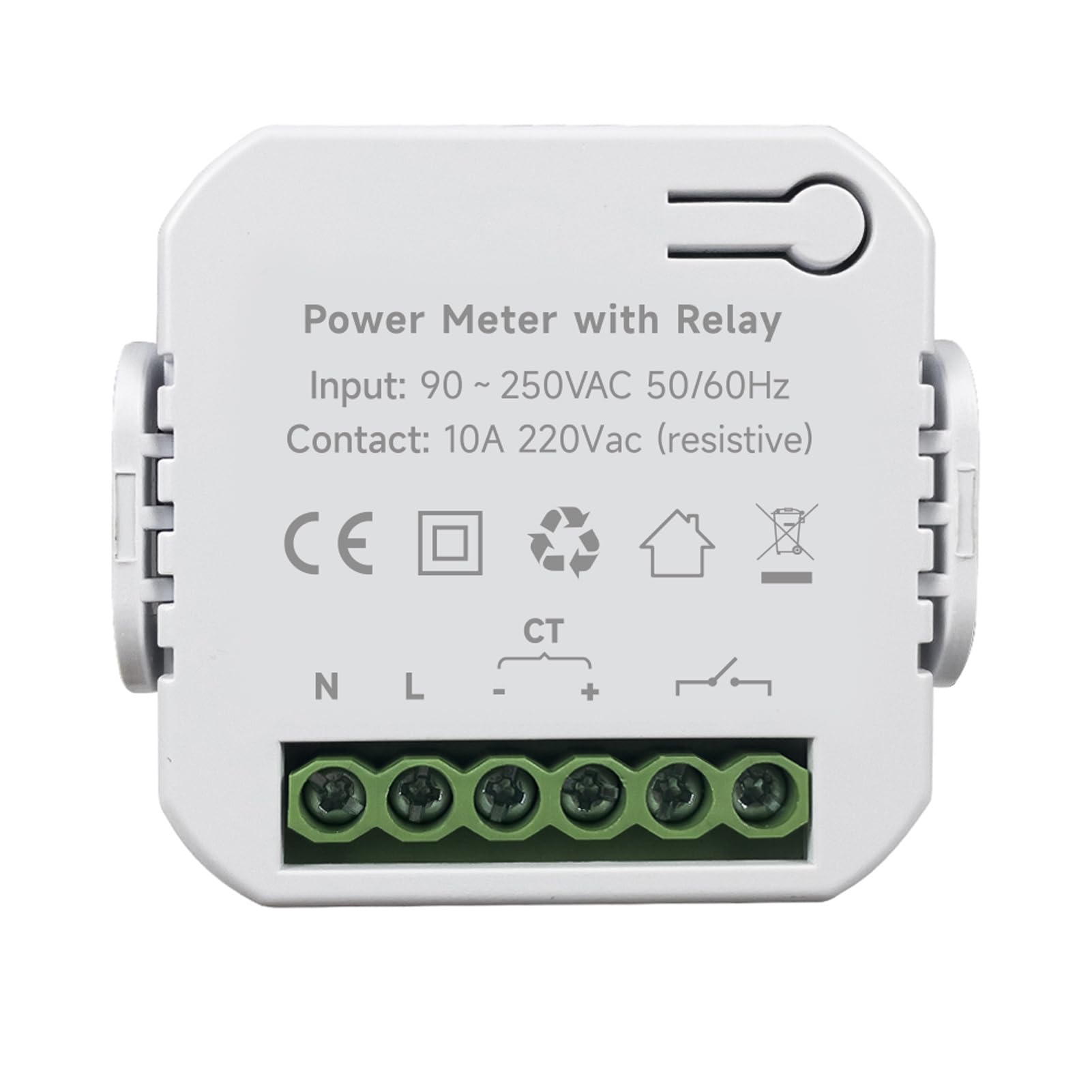 Medidor de energía inteligente WiFi con abrazadera de transformador de corriente CT de 80 A, monitor de consumo de energía monofásico de 90-250 VCA con relé para