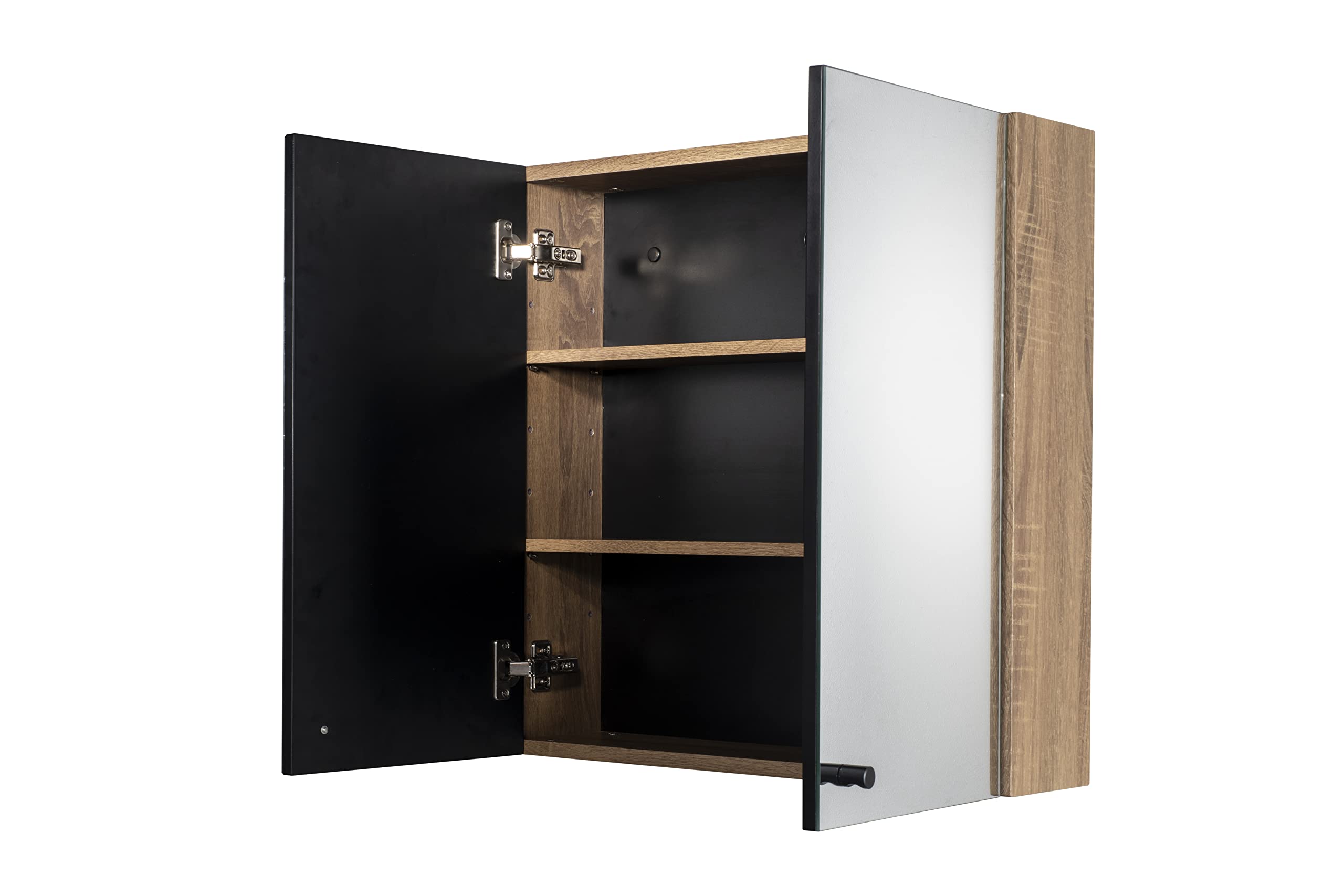 Croydex Armario de Doble Puerta con Espejo Flexi Fix de fácil instalación, Fabricado en Madera, Efecto Teca, 60 cm x 60 cm