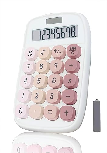 Miniatura 10 de Calculadora mecánica, Calculadora de doble potencia BTSE YAW con pantalla inclinada de 8 dígitos y botones grandes, lindo accesorio de escritorio