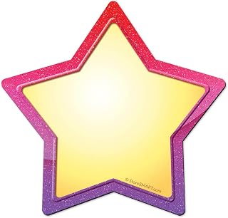 StoreSMART Write-On Star Magnets - 25-Pack - Yellow Center, Red/Purple Border - STAR5-Y-25