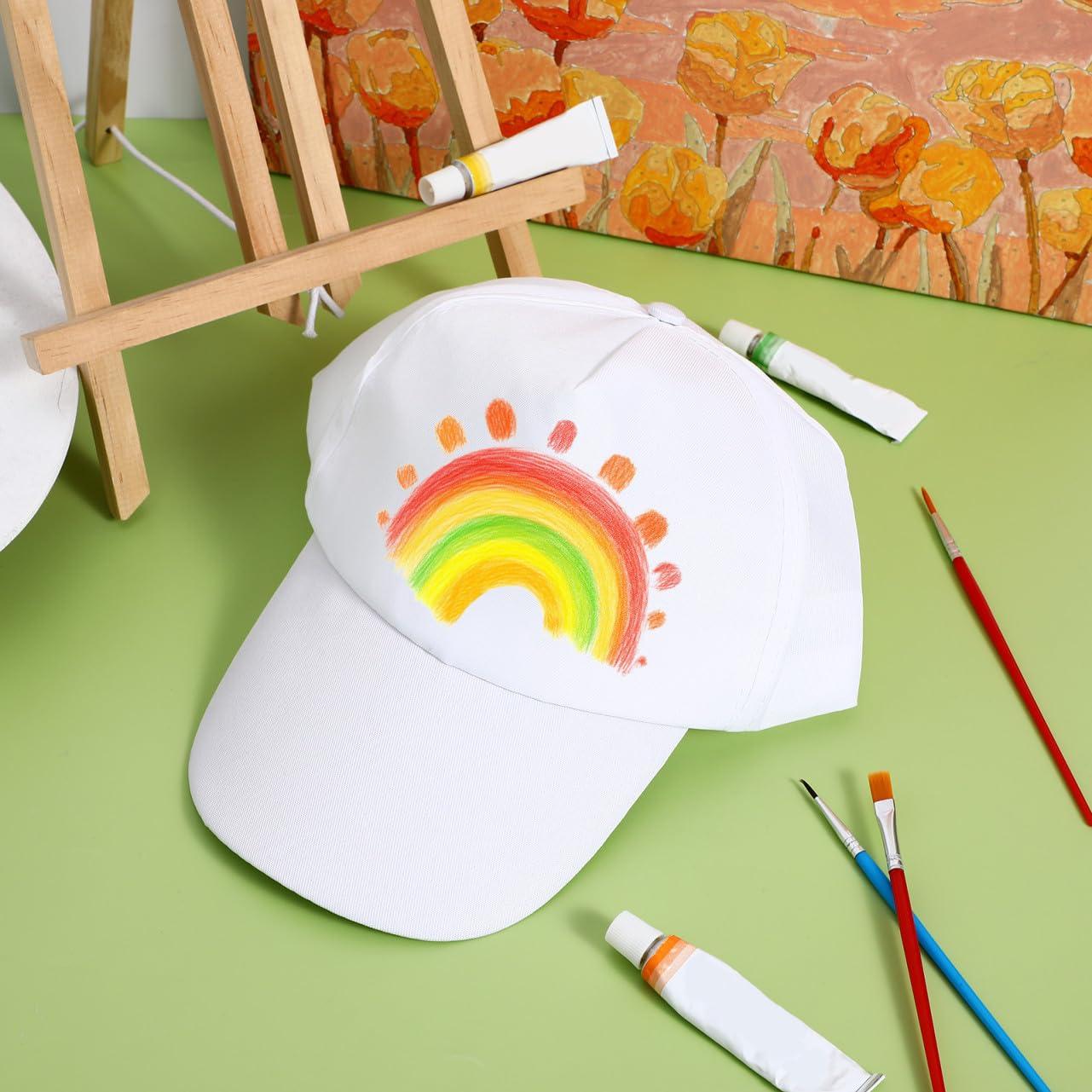 TOYANDONA Czapki Baseballowe Diy Z Niedokończonych Materiałów: Bawełniane Czapki Z Daszkiem Dla Dzieci, Czyste Baseballowe Do Malowania, Graffiti, Rękodzieła, Upominków Na Przyjęcia, Kreatywnej