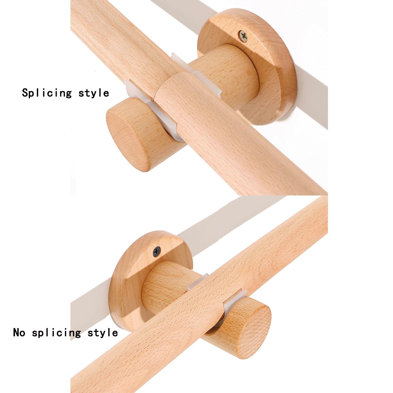 Tige Romaine en Bois Massif De 29mm D'épaisseur, Simple Et Double Piste avec Support Monté sur Le Dessus, Tringle À Rideau Perforée 160cm, 1 Pièce(260cm,Single Pole)