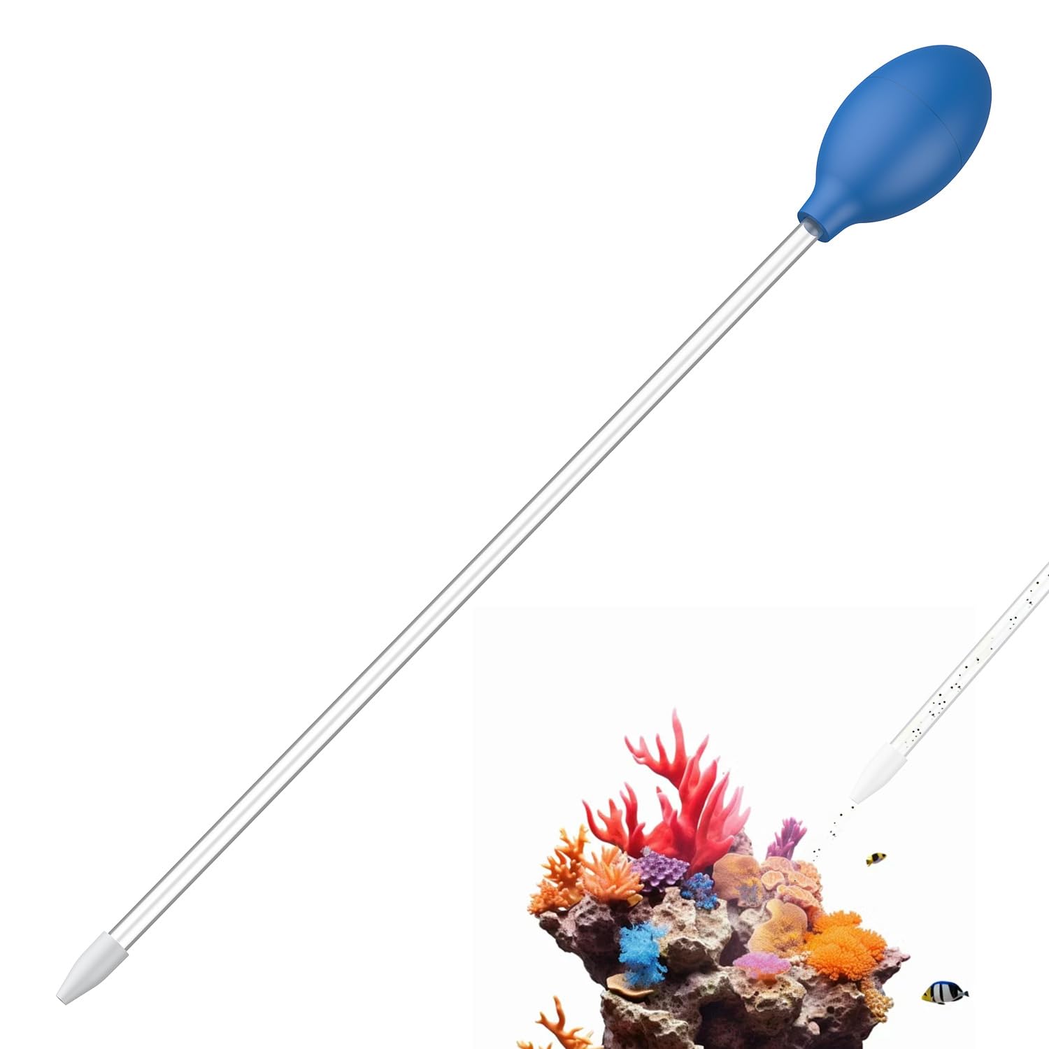 Pawfly Aquarium Coral Feeder 35cm Long Pipette for Fish Tank Coral Food Feeder Manual Coral Feeding Tube Fish Excreta Cleaner Long Acrylic Syringe for Reef Marine Shrimp Aquatic Plants โ image 1