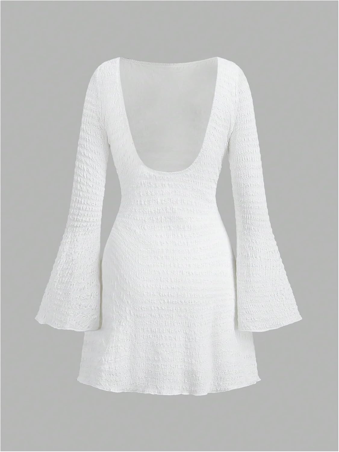 SOLY HUX Women's Open Back Mini Dress Bell Long Sleeve Backless Knit Going Out Dresses - Image 5