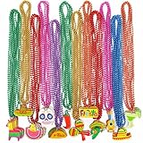 Cinco de Mayo Party Favors, 12PCS Fiesta Necklace Bead Favors, Mexican Metallic 12 Kinds of Cinco de Mayo Necklace Decorations, Fiesta Cactus Maracas Accessories for Mexican Carnival Party Supplies