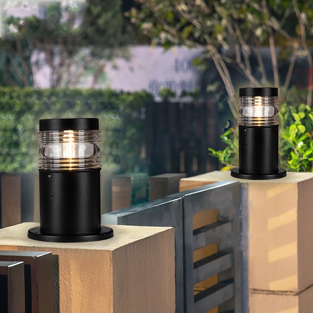 Mengjay Lámpara de Pilar Exteriores Moderno,IP23 Impermeable Luces de jardín Lámpara de poste Exterior,LED Faros de Columna Farola Jardín E27 Lámpara de exterior para Villa Balcón Terraza (D)