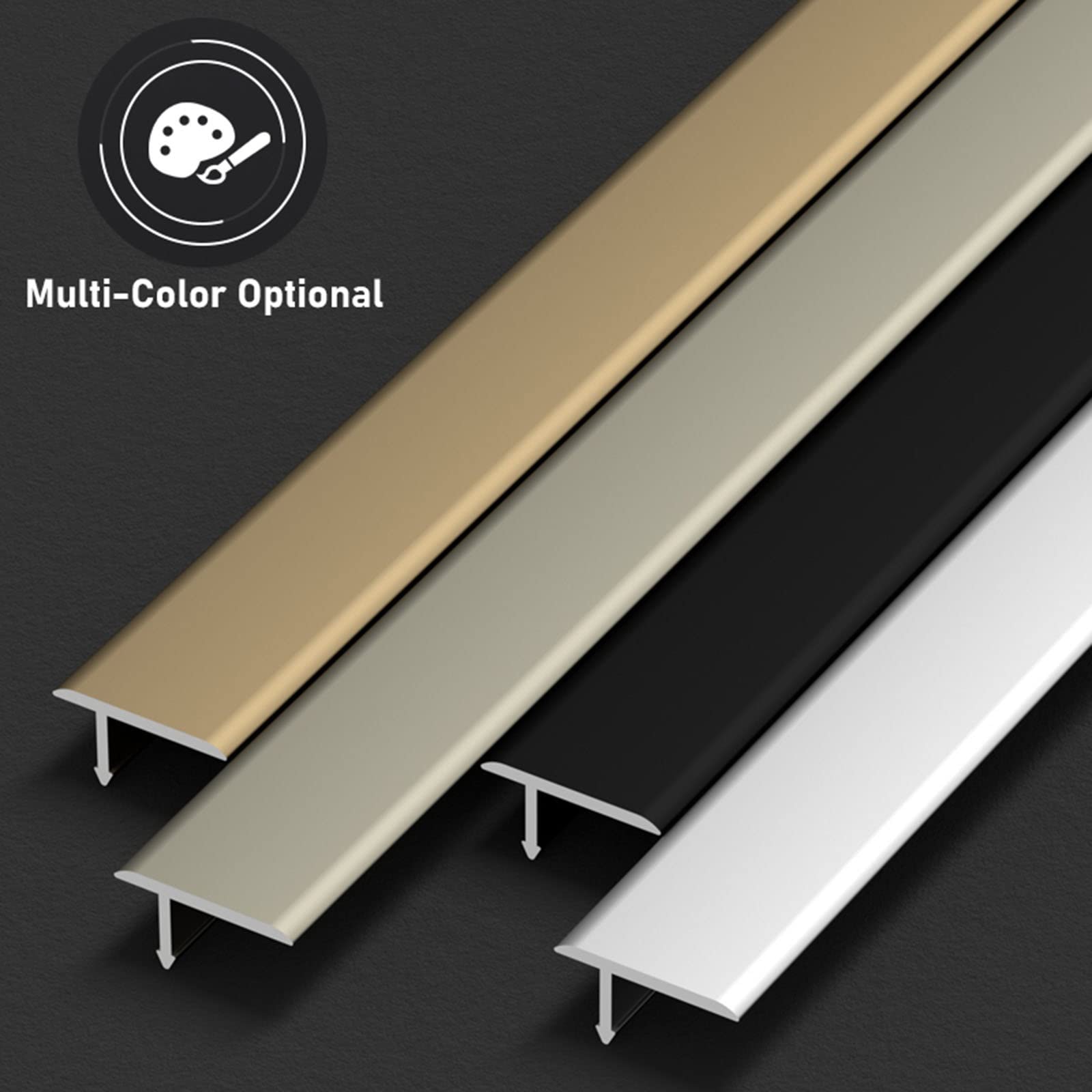 DAILISEN Flexible Self-Adhesive T-Molding Floor Transition Strip – Bendable PVC T-Shape Trim For Tile To Laminate Flooring (300 X 5cm)