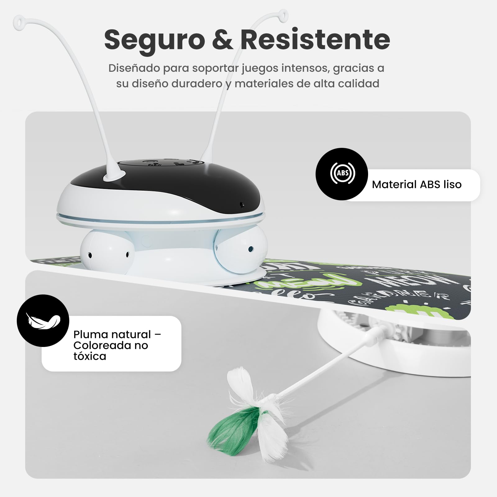 Gardner Pet Juguete para Gatos, 5 en 1 Eléctrico Interactivo Automático para Gatos, Juego de Escondite, Juguete con Plumas, Láser, Pelotas y Sonidos de Pájaros, Carga USB, Verde