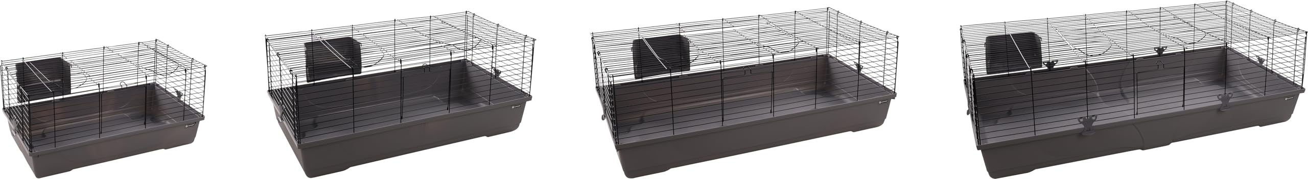 Flamingo Gabbia per roditori Mobi L Grigio - 117,5 x 58 x 42,5 cm - Gabbia per maiali d'India e conigli nani - con rastrelliere per fieno, 2 porte e una costruzione solida