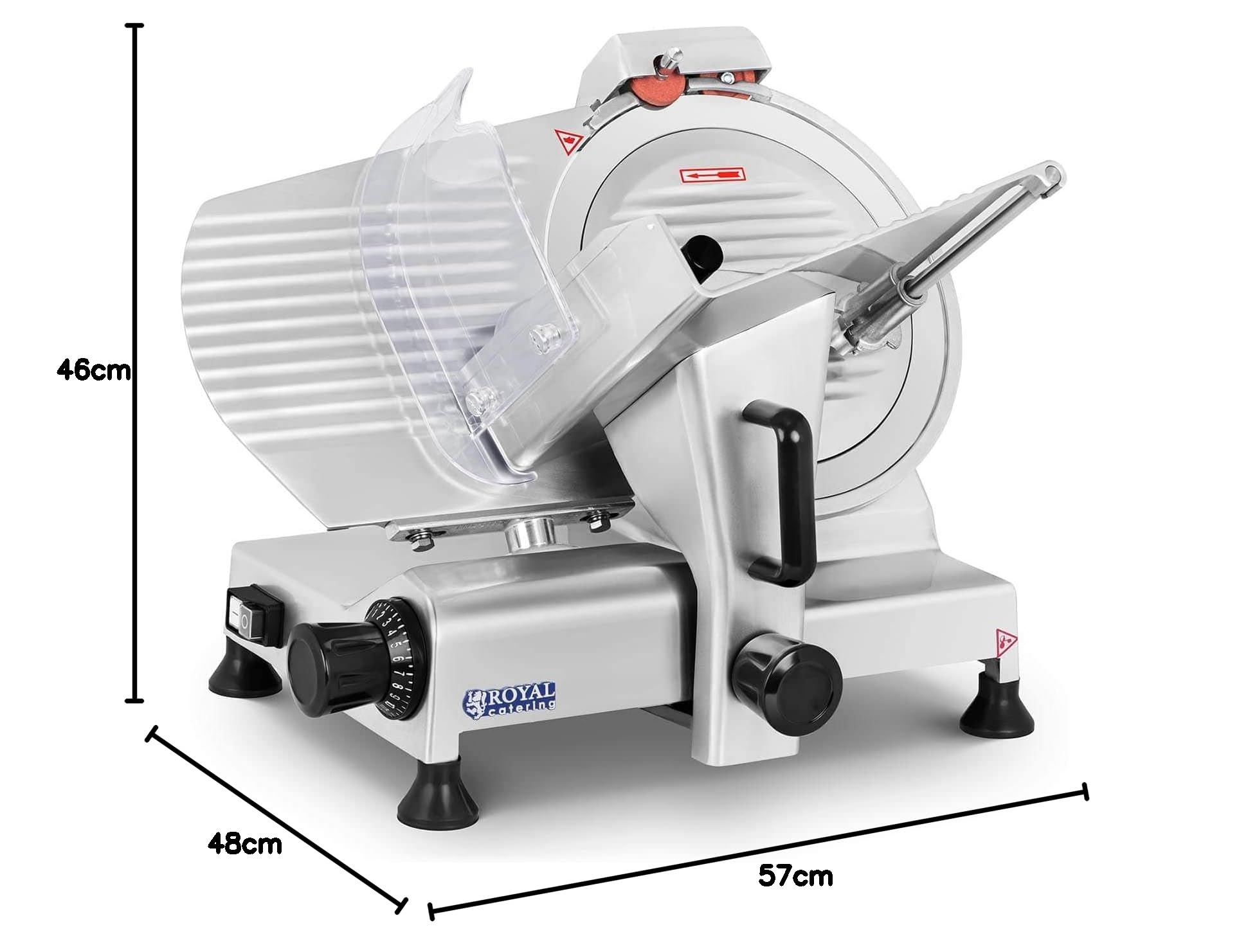 Royal Catering Cortafiambres Cortador De Fiambres Para Carnicería RCAM-300PRO (Cuchilla: Ø 300 mm, Corte hasta 15 mm, 280 W, Con afilador)