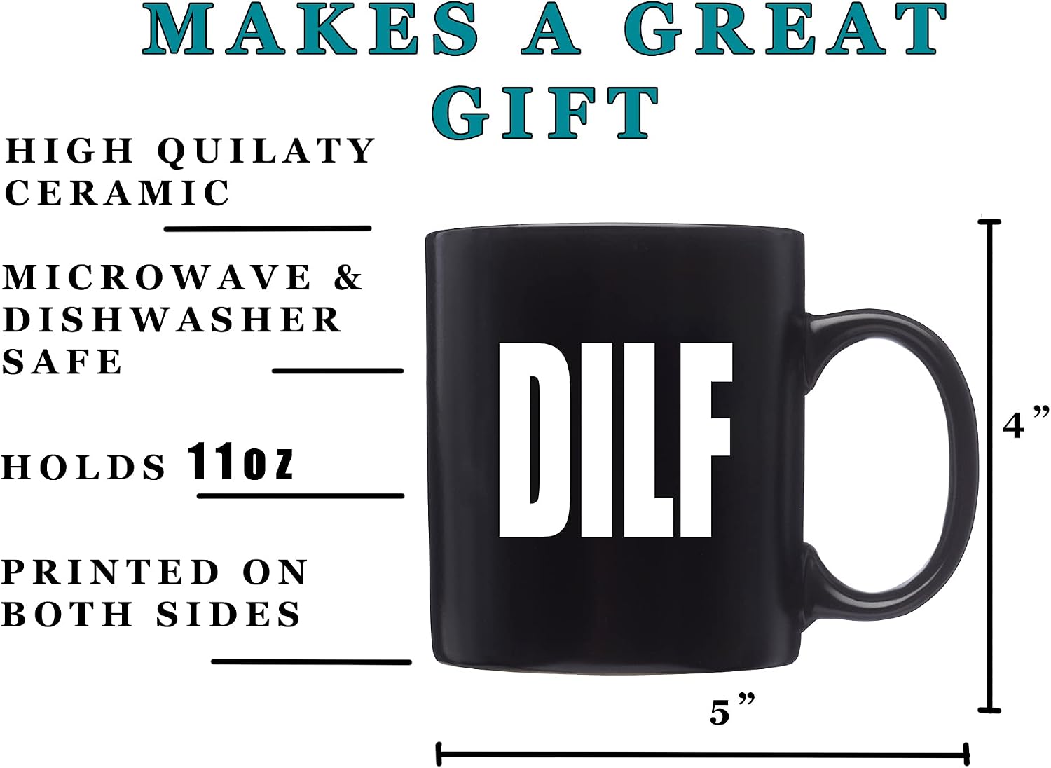 Rogue River Tactical Funny Coffee Mug Dad DILF Novelty Cup Great Gift Idea For Men, Dad, Father, Husband and Grandfather | Black