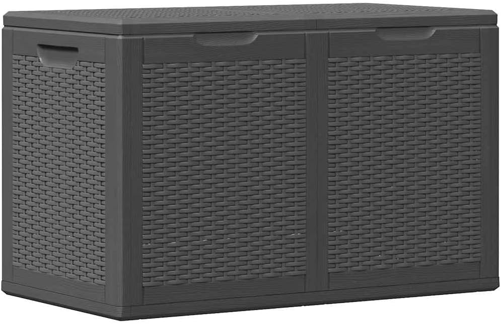 Storage Box Black Polypropylene with Rattan Look 47.6 gal Outdoor Furniture Storage Boxes