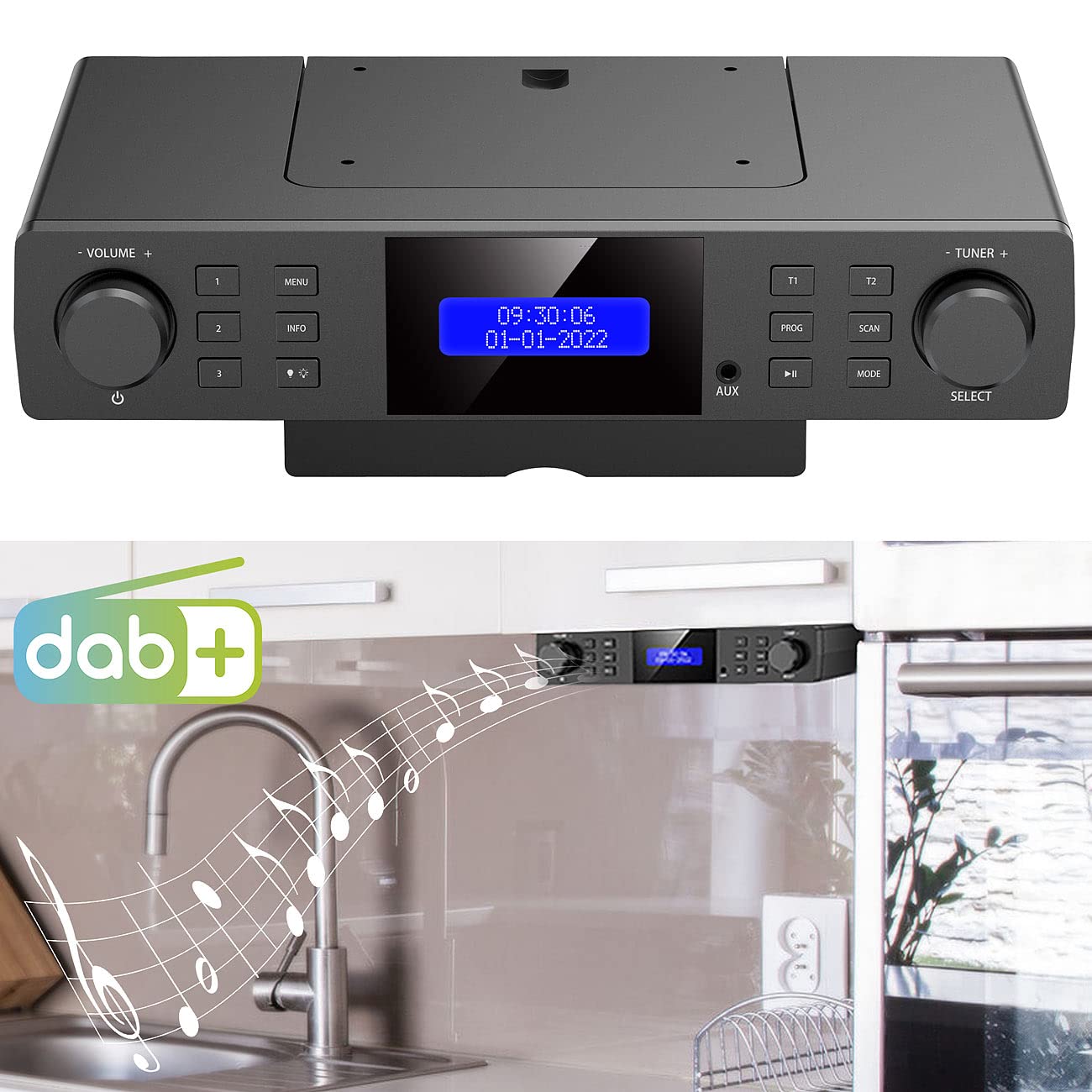 VR-Radio Unterbauradio: Unterbau-Küchenradio DAB+/UKW, RDS, Wecker, Timer, LCD-Display, AUX (DAB Unterbauradio, Küchenunterbauradio DAB, Bad)