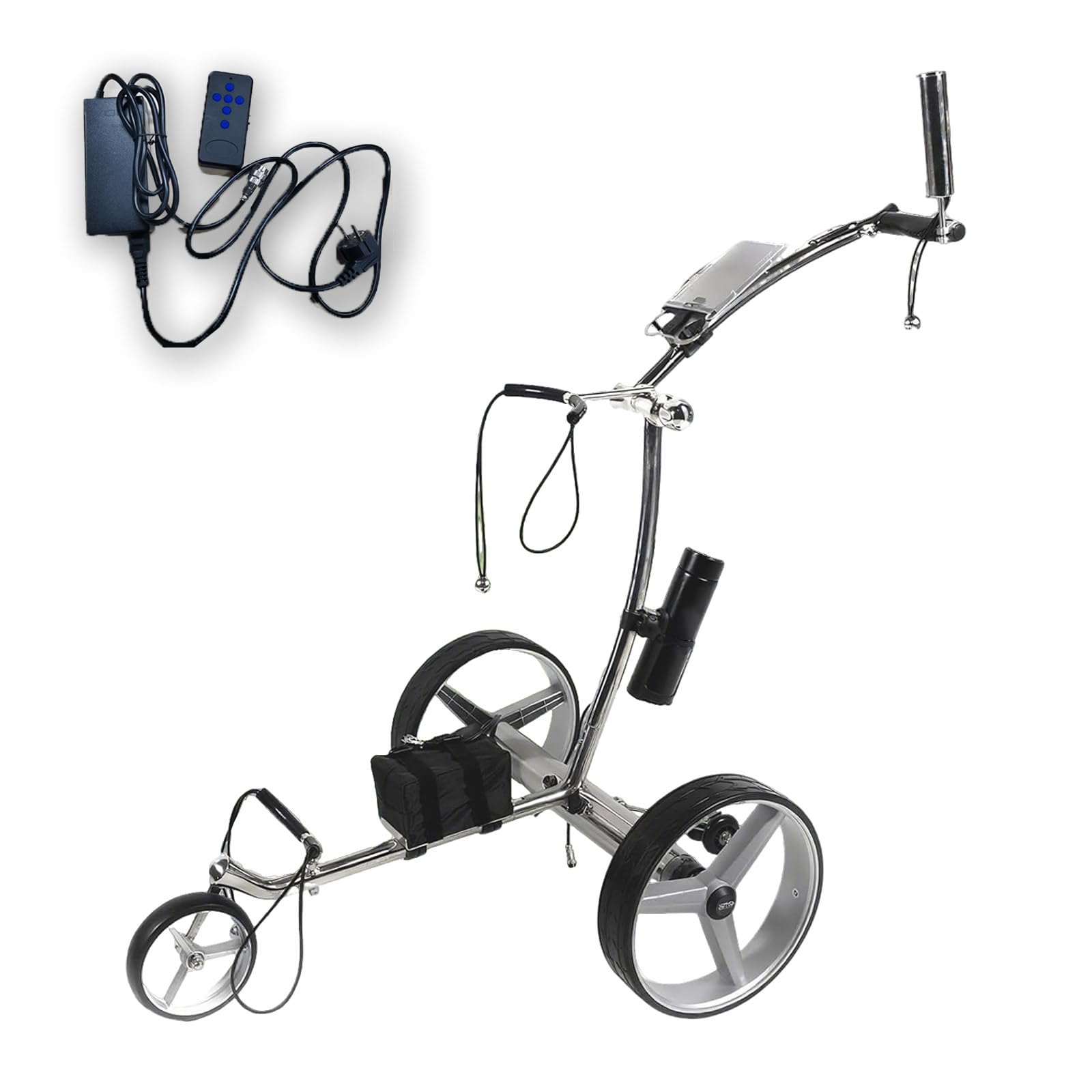 Carrello Golf con Batteria al Litio Ricaricabile 20km, Telecomando, 3 Ruote, Pieghevole Rapido - Ideale per Golfisti di Tutti i Livelli