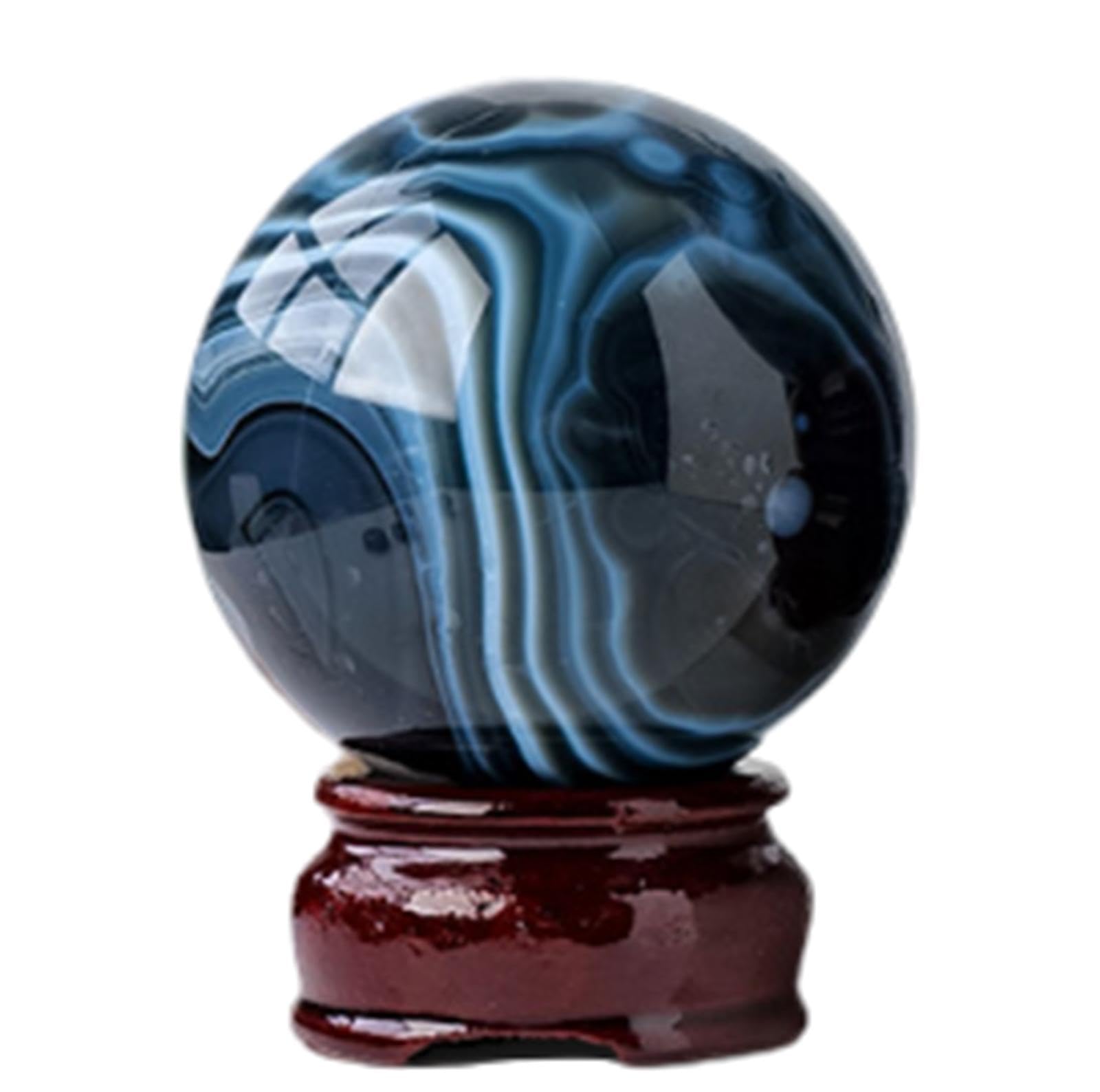 AUOQKQUT Black Sardonyx Geode Crystal Ball Decorative Crystals Sphere Polished Divination Home Office Decoration,5.5-6cm