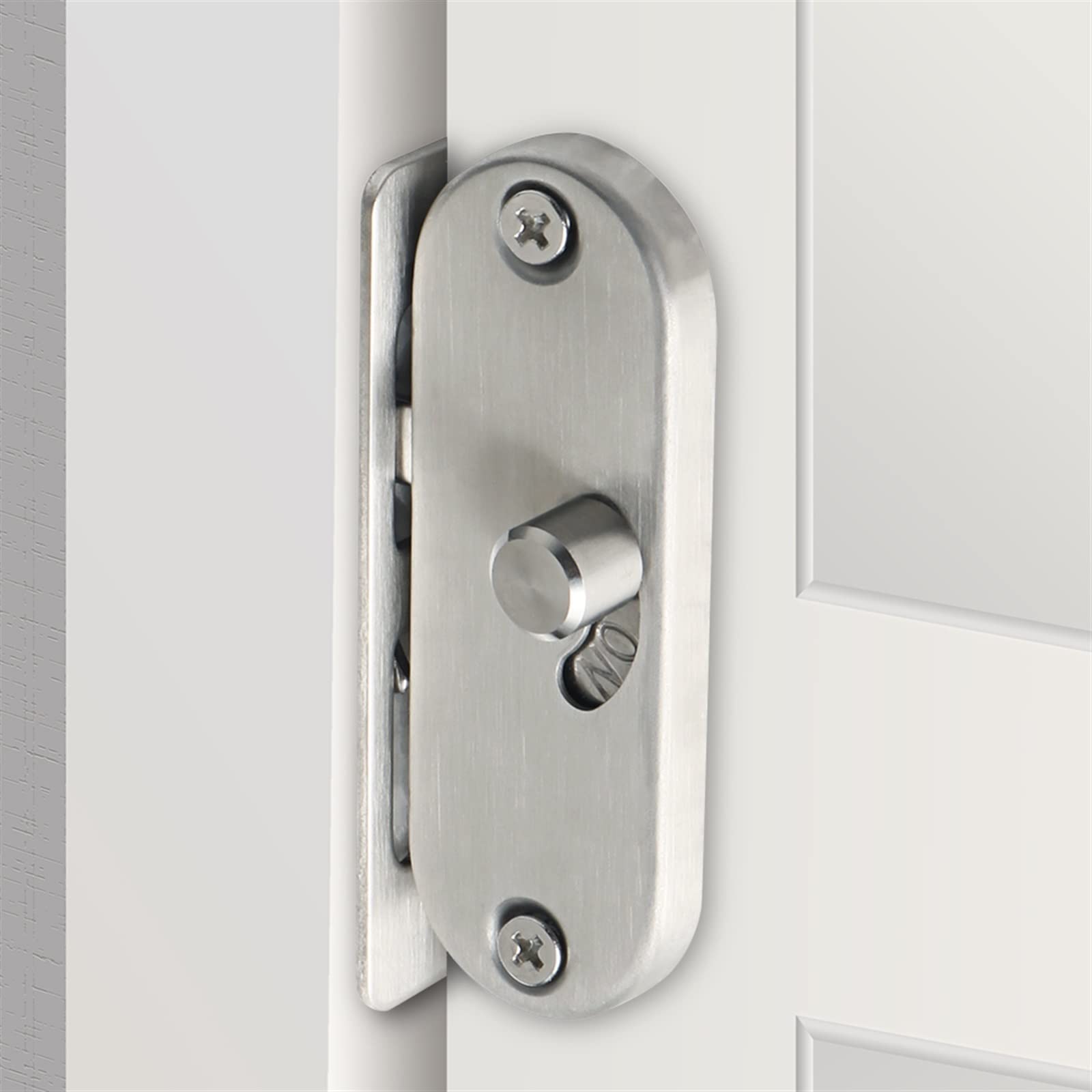 Cerradura de privacidad con hebilla de ángulo recto for puerta móvil de 90 grados, cerradura de puerta con botón deslizante de acero inoxidable 304 y cerradura de perno, 1 Uds.