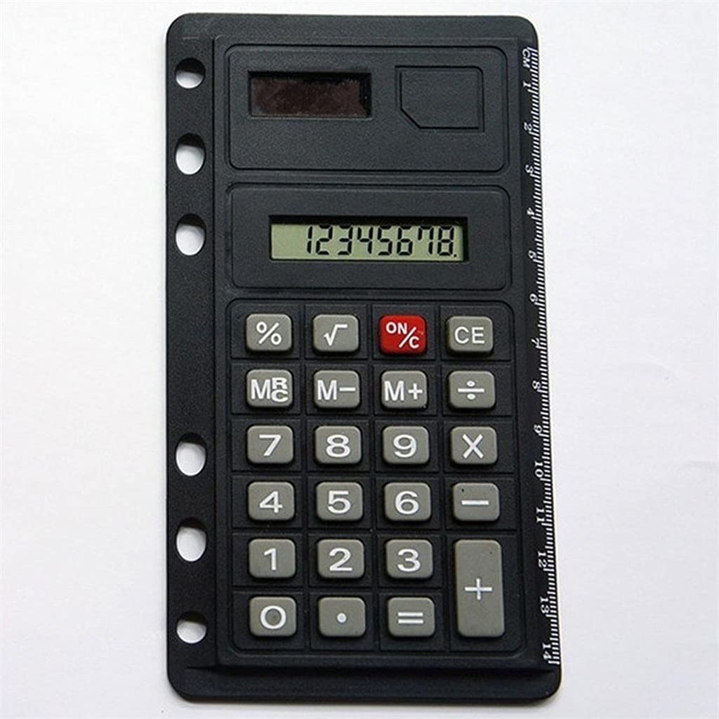 8 Digits Solar Calculator Creative Loose Leaf Binder Spiral Calculator with Ruler School Office Supplies
