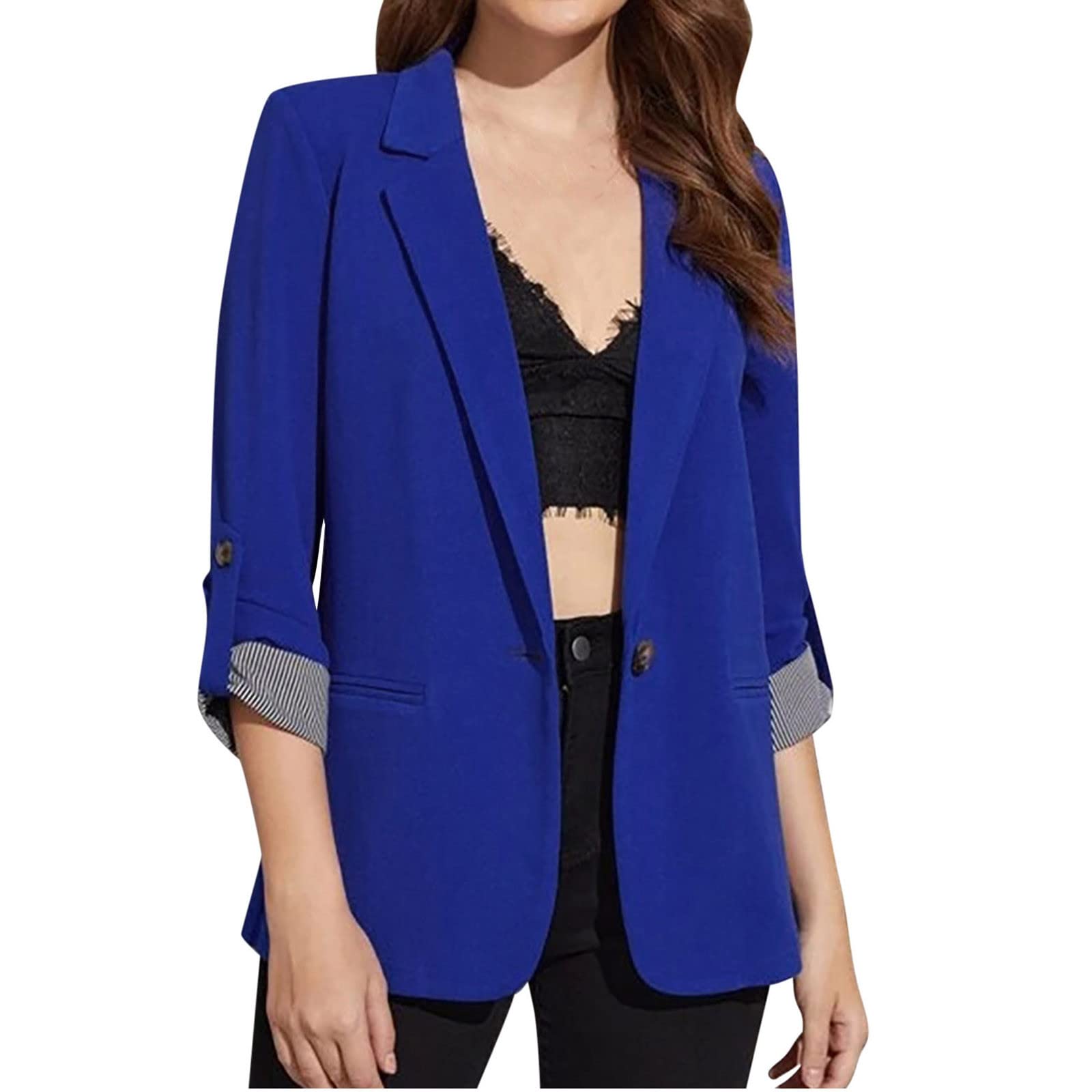 Blazer Sans Manches Femme – Gilet Costume Élégant Slim Fit Boutons Poches – Veste Bureau Casual Chic Printemps Automne